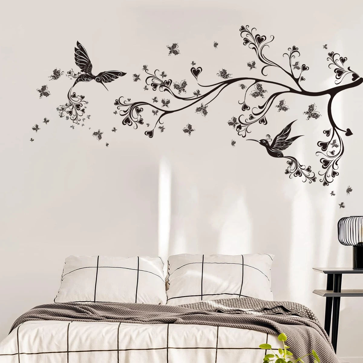 2pcs Silhouette Branches Flowers Birds Butterflies Wall Stickers for Bedroom Decoration Living Room Wall Decals Kid Room Decor-HomeDecorDecals_com