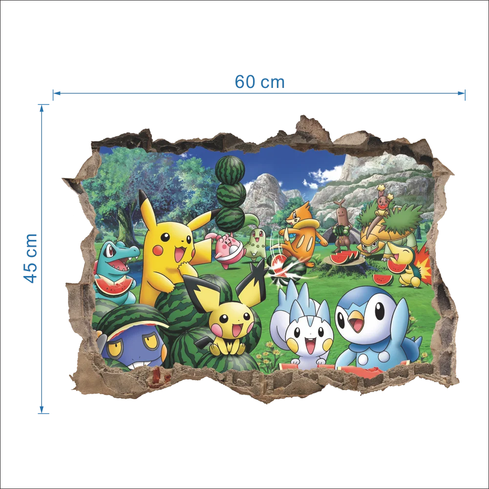 Cartoon Pikachu Wall Sticker For Kids Room Living Room Bedroom Wall Decoration Kids Gifts Door Sticker Cute Posters-HomeDecorDecals_com