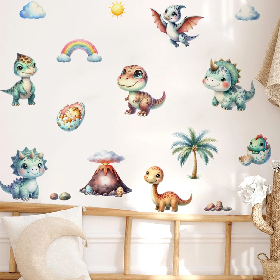 Cartoon Cute Dinosaur Wall Stickers for Children Room Boy Kids Room Living Room Nursery Background Decoration Wall Decals-HomeDecorDecals_com