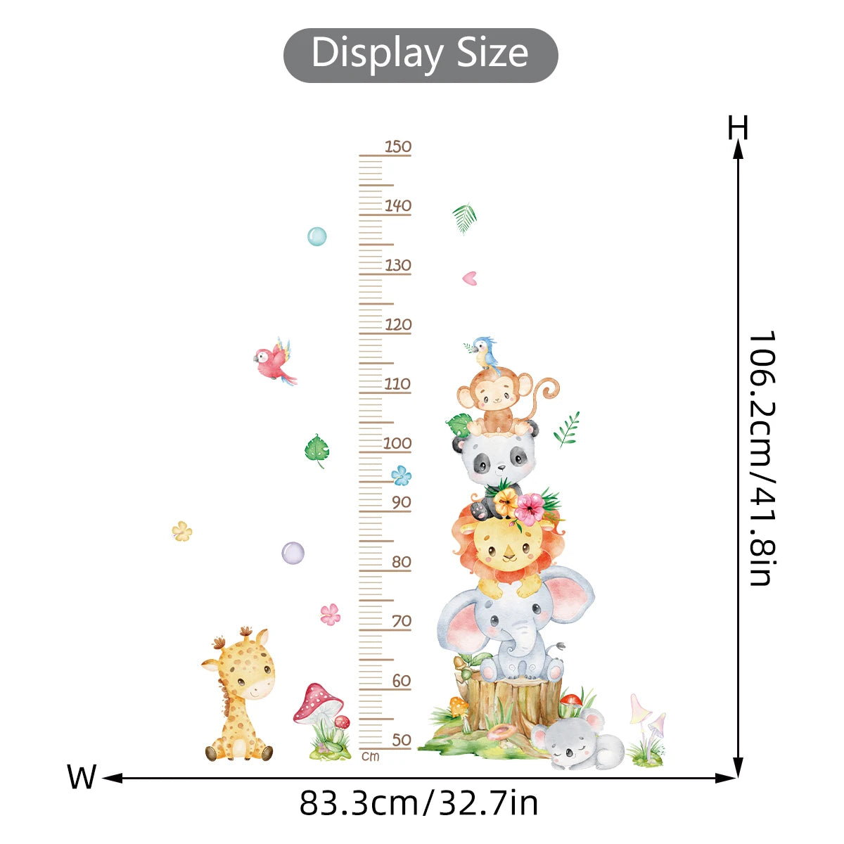 Cute Unicorn Animals Height Measurement Wall Stickers for Kids Room Bedroom Nursery Home Decoration Wall Decals-HomeDecorDecals_com