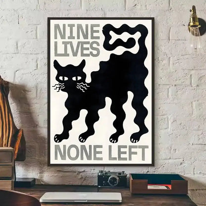 Cute Black Cat Art Are Poster Self-adhesive Art Waterproof Paper Sticker Coffee House Bar Dorm Room Wall Decor-HomeDecorDecals_com