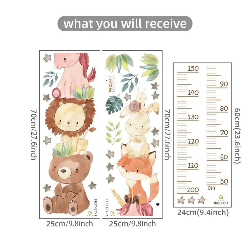 Cute Unicorn Animals Height Measurement Wall Stickers for Kids Room Bedroom Nursery Home Decoration Wall Decals-HomeDecorDecals_com