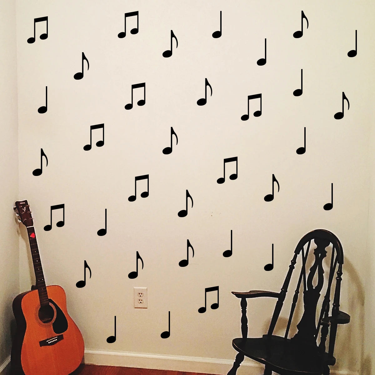 Close-up view of Music Note Patterns Wall Decal | Home Decor by HomeDecorDecals.