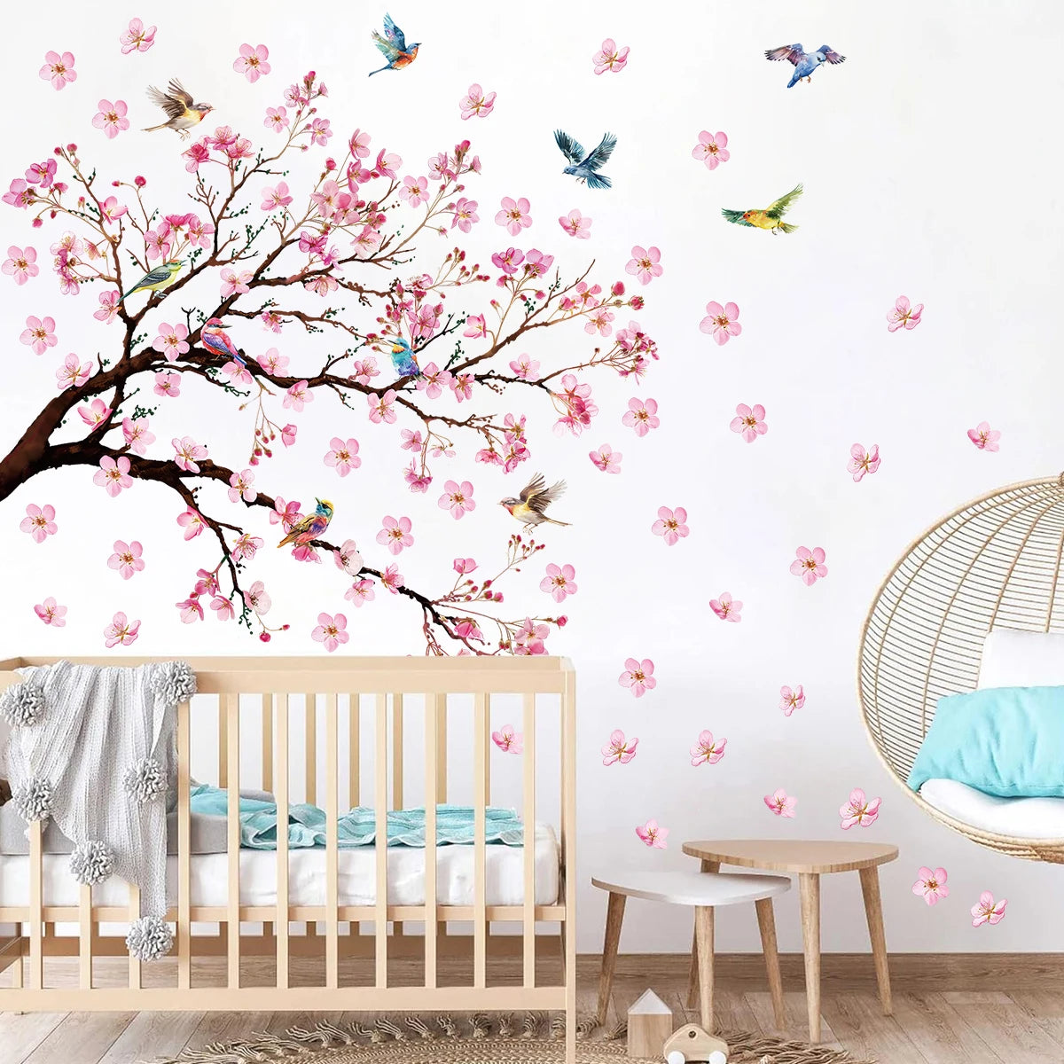 Watercolour Bird and Flower Wall Stickers (2-Pack)-HomeDecorDecals_com