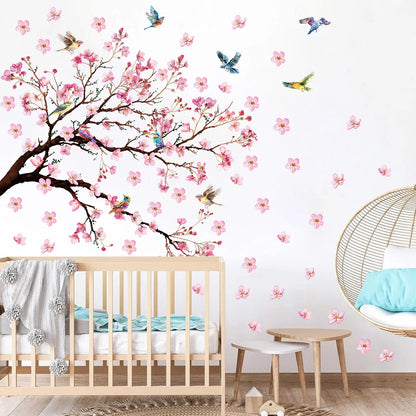 Watercolour Bird and Flower Wall Stickers (2-Pack)-HomeDecorDecals_com