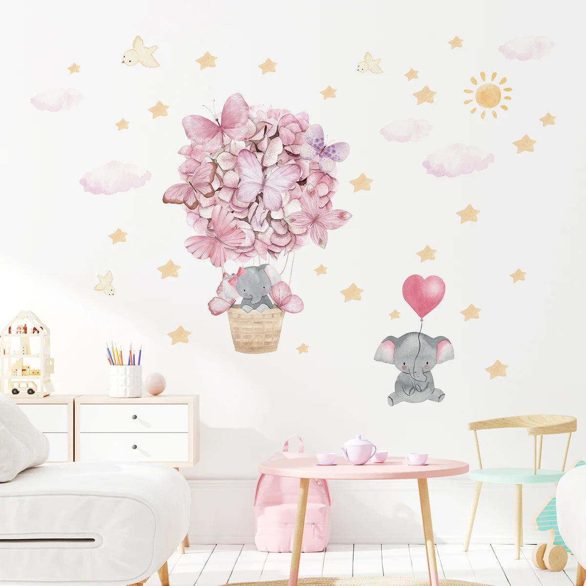 Cute Rabbit And Balloon Wall Decal for Kids-HomeDecorDecals_com