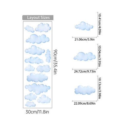 Boho Style Cartoon Light blue Clouds Wall Stickers for Kids Bedroom Home Decoration Bathroom Bathtub DIY Wall Art Wallpaper-HomeDecorDecals_com