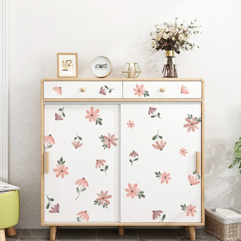 Close-up view of Trendy Boho Style Flowers Wall Decal | Home Decor by HomeDecorDecals.