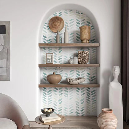 Green White Leaves Wallpaper | Home Decor design details by HomeDecorDecals.