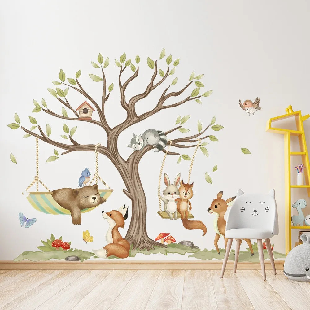 Whimsical Animal Swings Wall Decal | Home Decor by HomeDecorDecals.