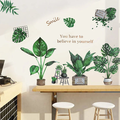 Alternative angle of Tropical Leaves and Flowers Wall Decal | Home Decor by HomeDecorDecals.