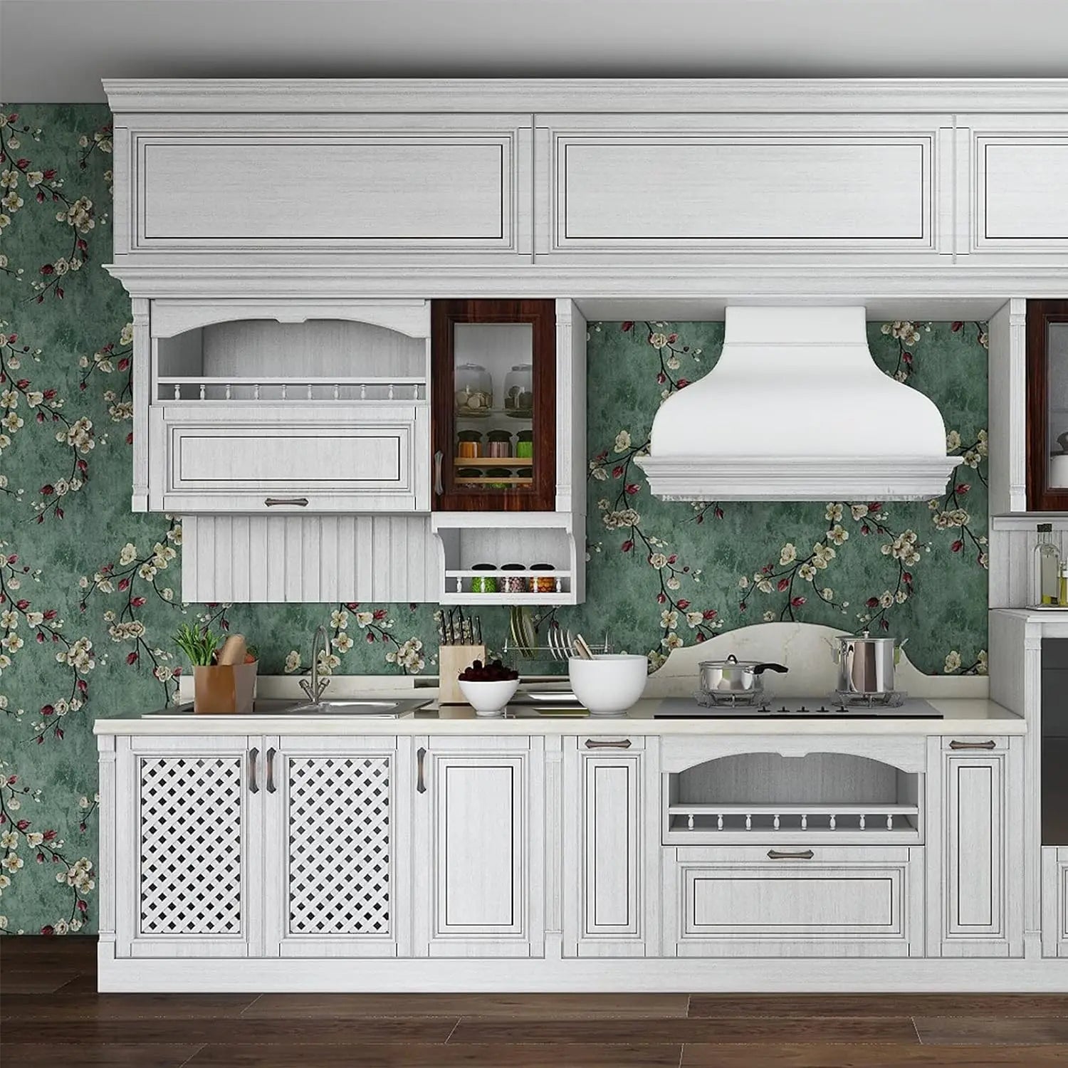 Alternative angle of Green Leaf Peel and Stick Wall Decal | Home Decor by HomeDecorDecals.