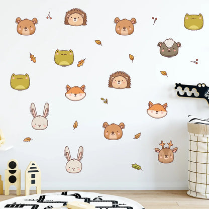 1Pc Cartoon Cute Animal Avatar Fox Rabbit Bear Wall Stickers for Kids Room Bedroom Wall Decals Home Decor Living Room Decoration-HomeDecorDecals_com