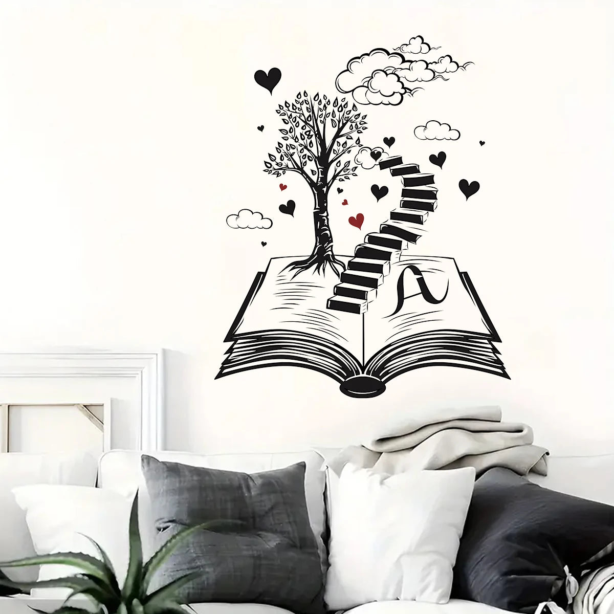 1pcs Fairy Tale Wonderland Cartoon Book Staircase Pattern Wall Stickers for Kids Room Bedroom Decoration Wall Decals Home Deocr-HomeDecorDecals_com