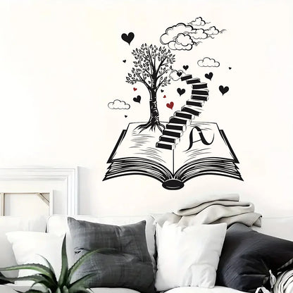 1pcs Fairy Tale Wonderland Cartoon Book Staircase Pattern Wall Stickers for Kids Room Bedroom Decoration Wall Decals Home Deocr-HomeDecorDecals_com