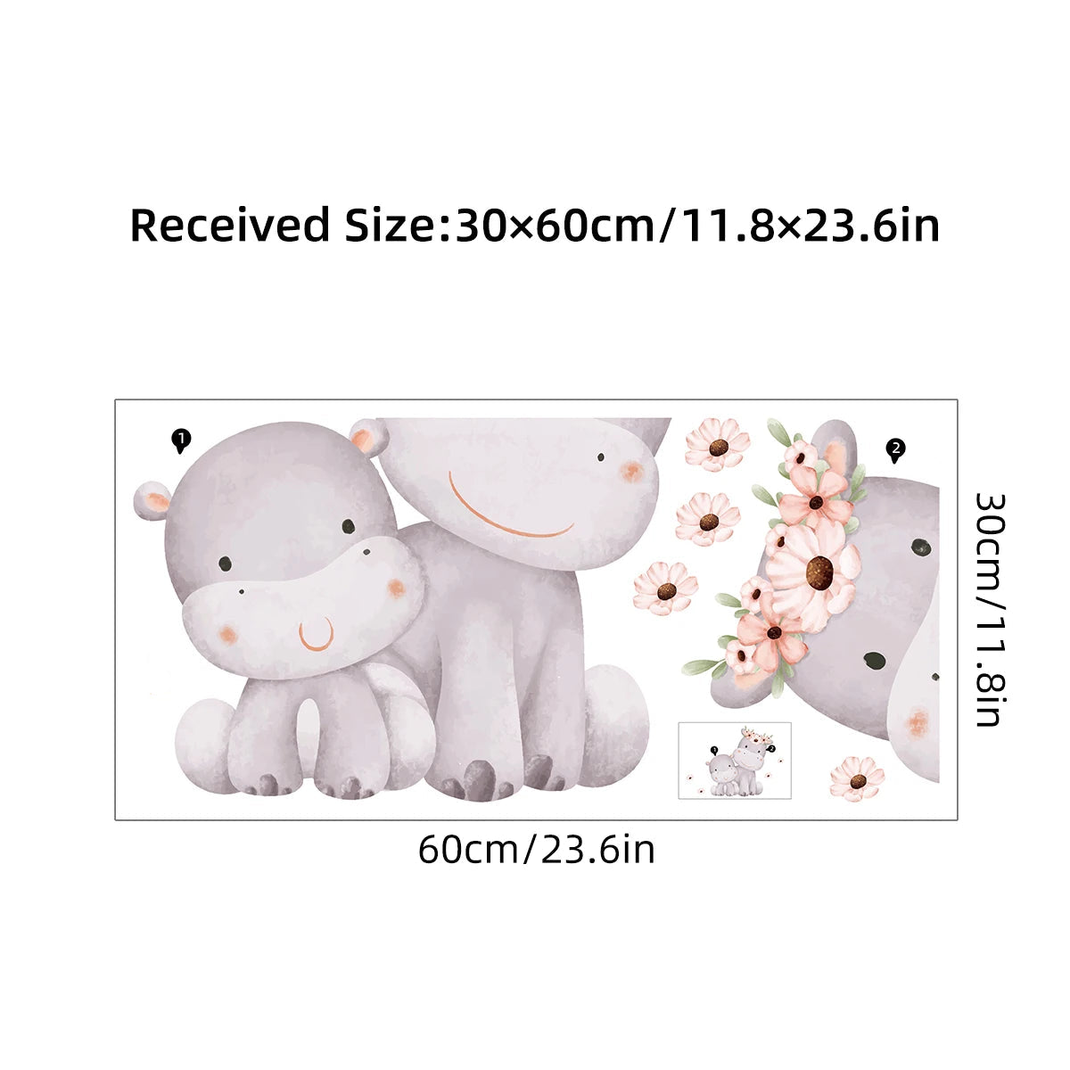 Cartoon Cute Baby Hippopotamus Wall Stickers for Kids Home Decor Accessories Living Room Wall Decals Nursery Bedroom Decoration-HomeDecorDecals_com