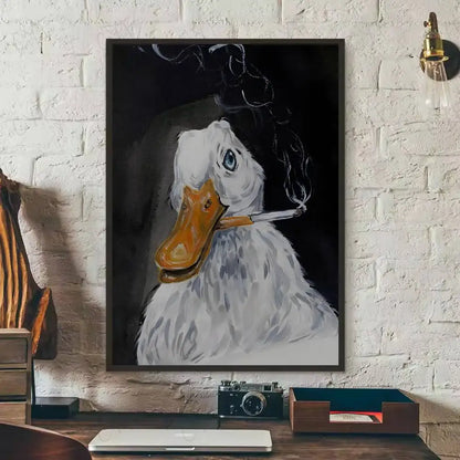 What The Duck Print Art Funny Cute Animal Poster Self-adhesive Art Waterproof Paper Sticker Coffee House Bar Room Wall Decor-HomeDecorDecals_com