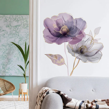 Close-up view of Purple Flowers Wall Decal | Home Decor by HomeDecorDecals.