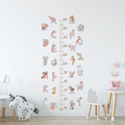Large Sleeping Elephant Bear Moon Height Measure Wall Stickers for Kids Room Growth Chart Animals Ruller Wall Decals Home Decor-HomeDecorDecals_com