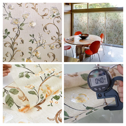 Window Privacy Film Adhesive Film Static Clings 3D Decorative Flower Window Film Stained Vinyl Glass Christmas Window Sticker-HomeDecorDecals_com