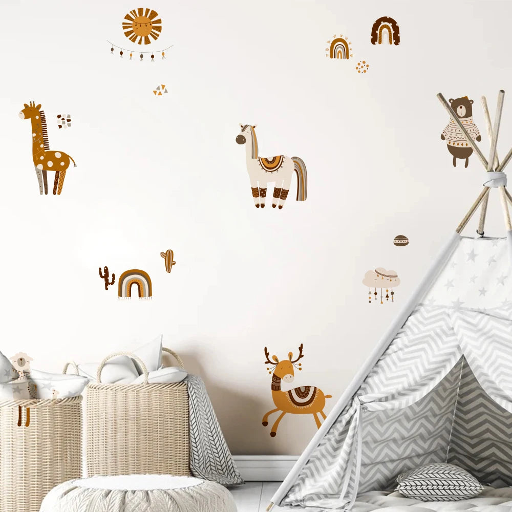 Alternative angle of Cartoon Safari Animals Wall Decal | Room Decor by HomeDecorDecals.