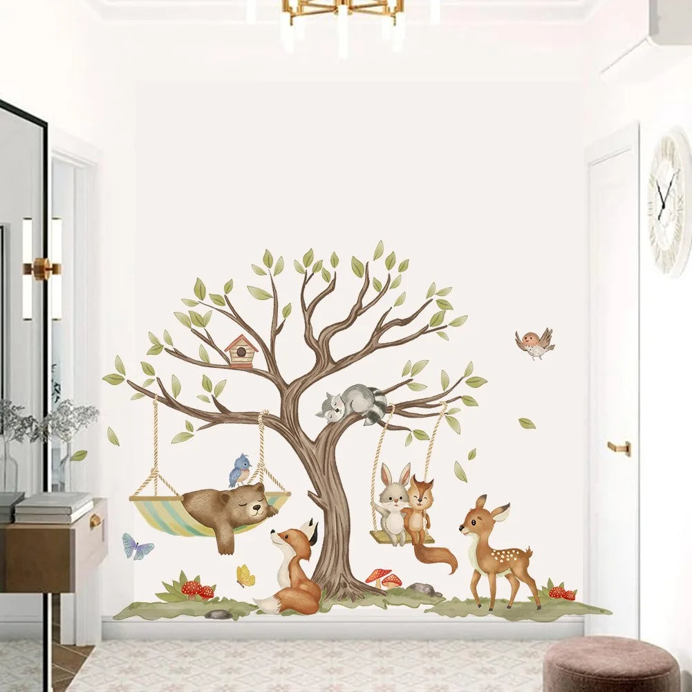 Additional view of Whimsical Animal Swings Wall Decal | Home Decor by HomeDecorDecals.