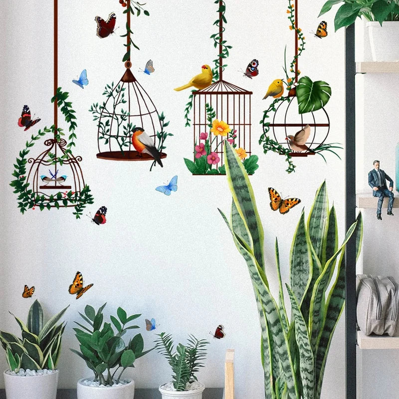 Beautiful Butterfly and Bird Cage Wall Decal | Home Decor by HomeDecorDecals.