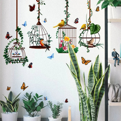 Beautiful Butterfly and Bird Cage Wall Decal | Home Decor by HomeDecorDecals.
