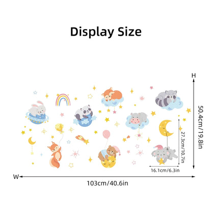 Cartoon Bear Fox Rabbit Cute Animals Wall Sticker Kids Room Decoration for Bedroom Wall Art Home Decore Living Room Wall Decals-HomeDecorDecals_com