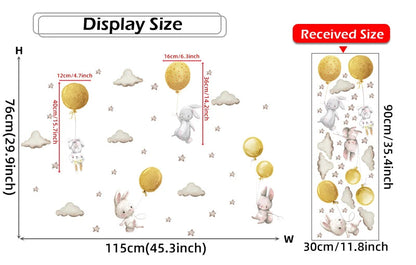 Bunny Baby Nursery Wall Stickers Cartoon Rabbit Swing on the Stars Wall Decals for Kids Room PVC Removable Stickers PVC DIY-HomeDecorDecals_com