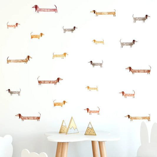 Cartoon Sausage Dog Pattern Wall Decal | Home Decor by HomeDecorDecals.