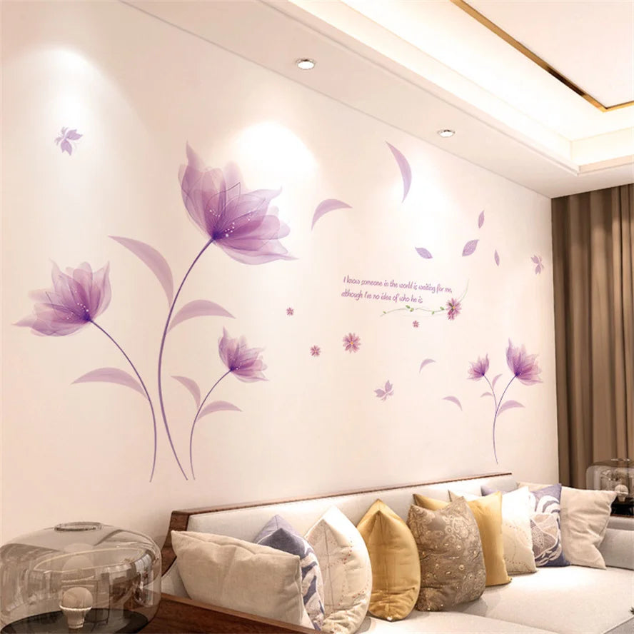 Additional view of Flowers and Butterfly Wall Decal | Home Decor by HomeDecorDecals.