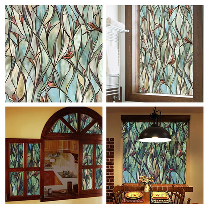 Window Privacy Film Adhesive Film Static Clings 3D Decorative Flower Window Film Stained Vinyl Glass Christmas Window Sticker-HomeDecorDecals_com