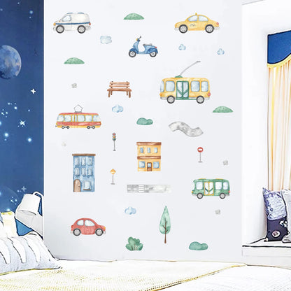 Cartoon Tree Bus Car Wall Stickers for Kids Room Home Decor Accessories Living Room Child Bedroom Decoration Baby Nursery-HomeDecorDecals_com