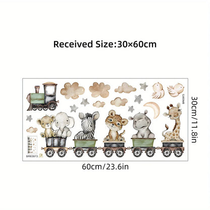 Cartoon Animal Train Wall Decal for Kids-HomeDecorDecals_com