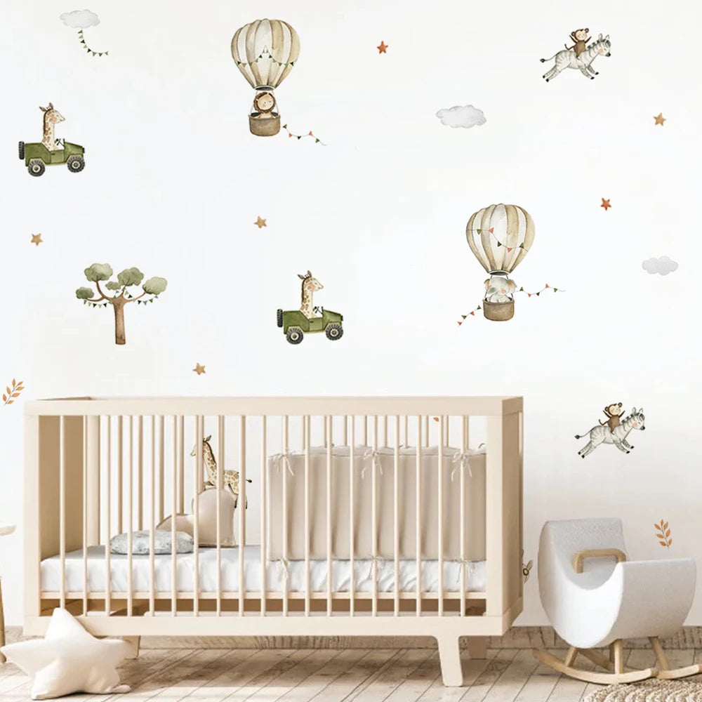 Additional view of Cartoon Safari Animals Wall Decal | Room Decor by HomeDecorDecals.
