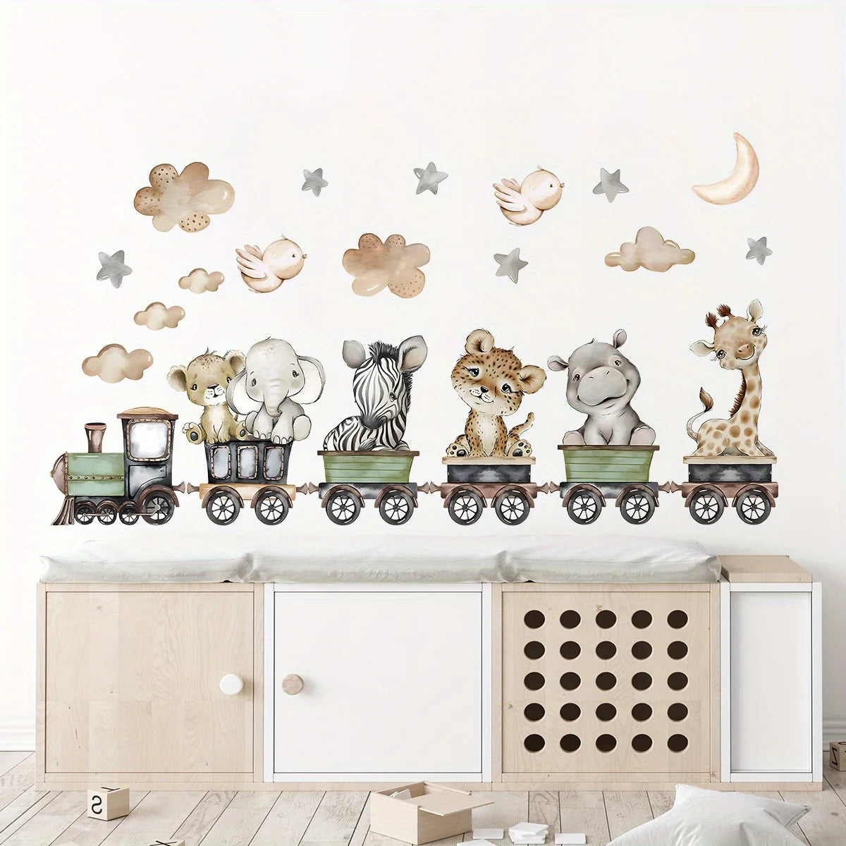 Cartoon Animal Train Wall Decal for Kids-HomeDecorDecals_com