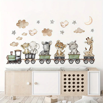 Cartoon Animal Train Wall Decal for Kids-HomeDecorDecals_com
