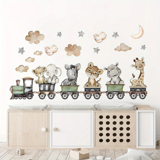 Cartoon Animal Train Wall Decal for Kids-HomeDecorDecals_com