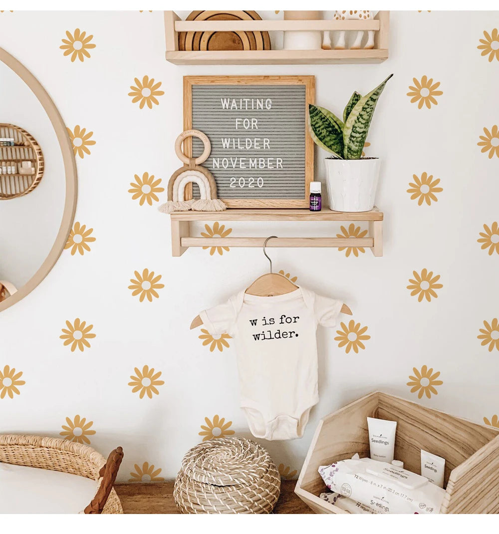 Alternative angle of Waffle Daisy Flowers Wall Decal | Home Decor by HomeDecorDecals.