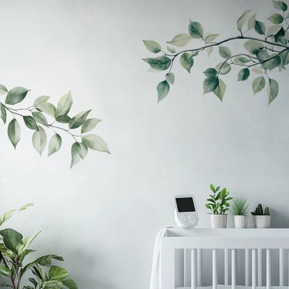 Fresh Tree Branches Green Leaves Wall Stickers Bedroom Living Room Entrance Home Decoration Beautification Wall Decor Wall Art-HomeDecorDecals_com