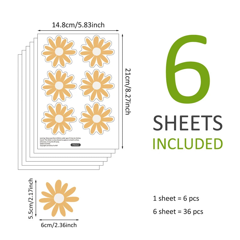 Additional view of Waffle Daisy Flowers Wall Decal | Home Decor by HomeDecorDecals.