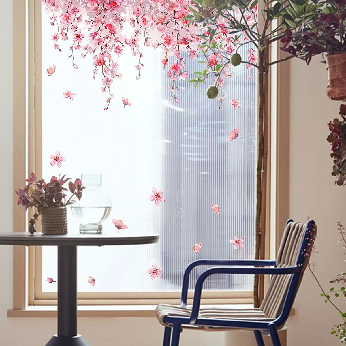 Pink Flower Static Window Decal | Home Decor design details by HomeDecorDecals.