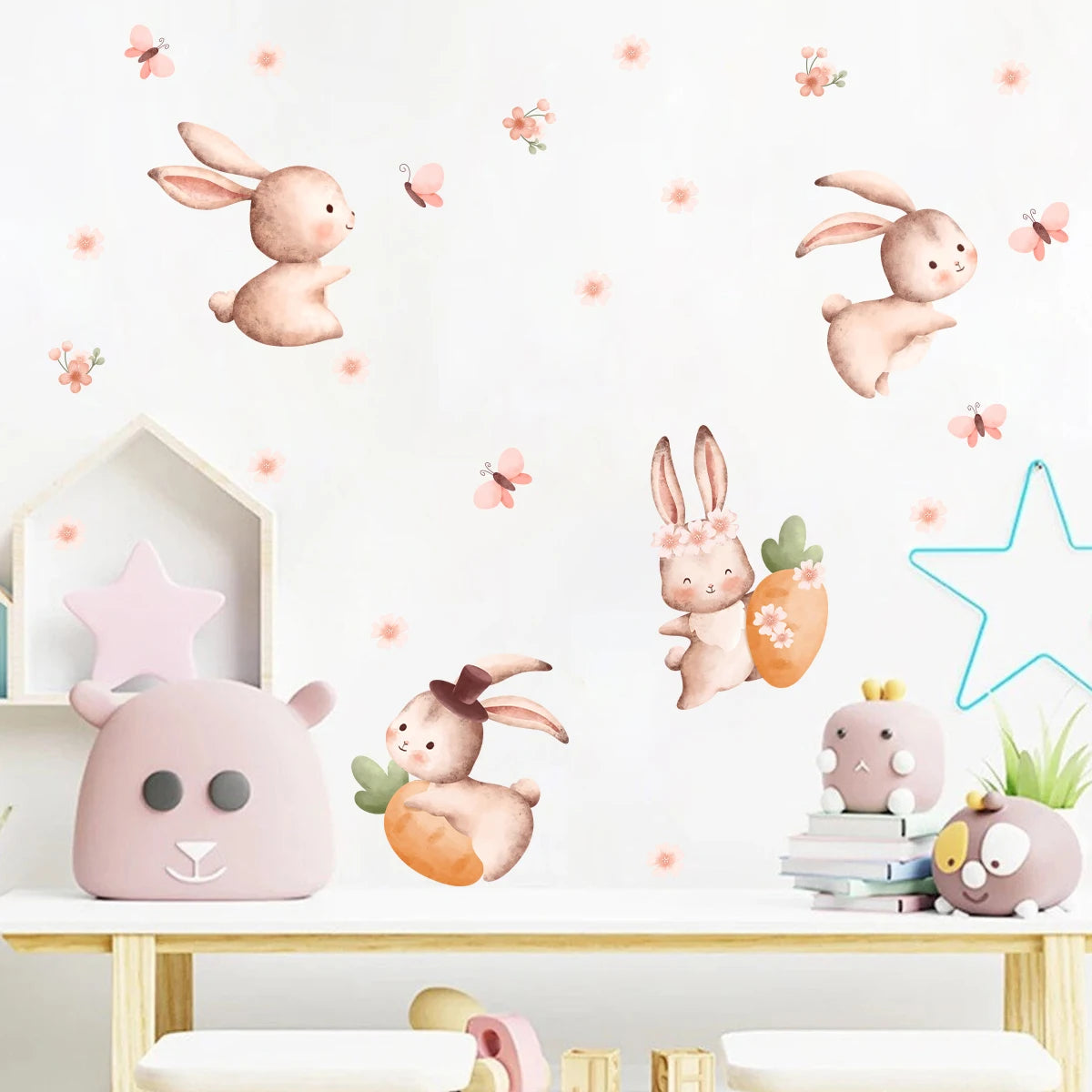 Colourful Cartoon Bunny Wall Sticker-HomeDecorDecals_com