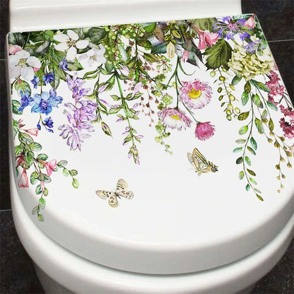 Plant Leaves Wall Sticker Toilet Sticker WC Self Adhesive Mural Beautify Flower Home Decoration Decals Refrigerator sticker-HomeDecorDecals_com