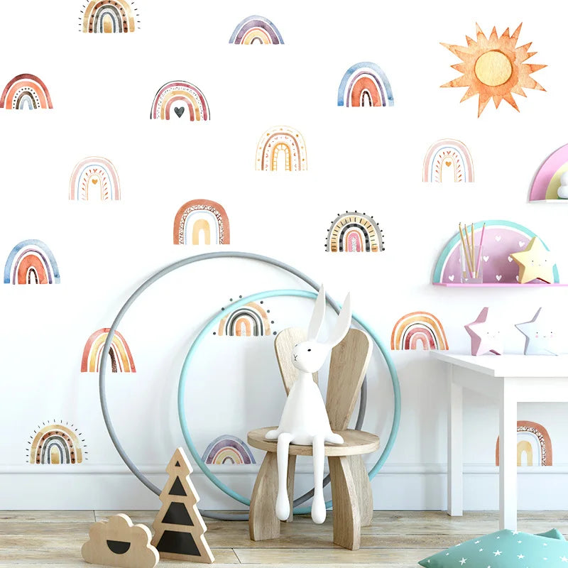 1x Cartoon Arch Rainbow DIY Wall Stickers for Baby Room Kids Bedroom Nursery Window Decor Removable PVC Decals Home Pieces Mural-HomeDecorDecals_com