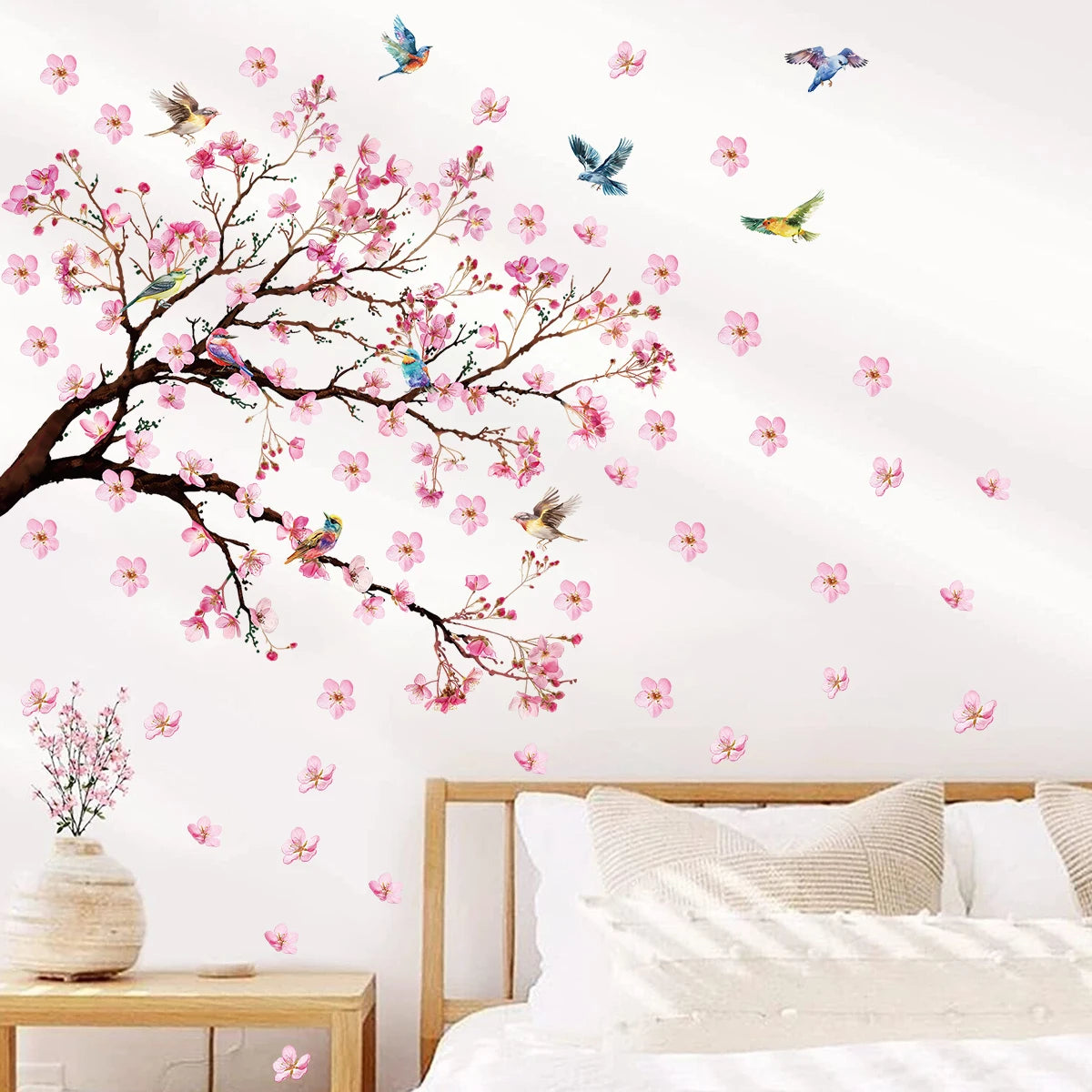 Watercolour Bird and Flower Wall Stickers (2-Pack)-HomeDecorDecals_com