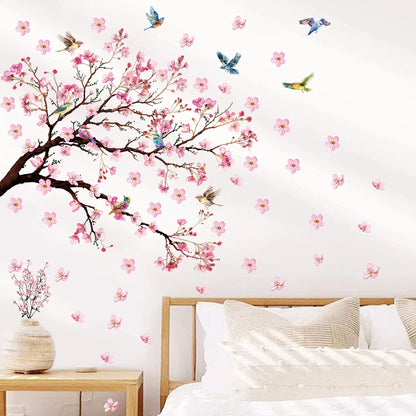 Watercolour Bird and Flower Wall Stickers (2-Pack)-HomeDecorDecals_com