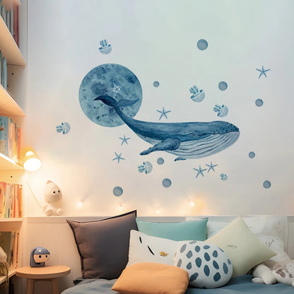 Large Watercolor Whales Wall Decals Ocean Medusa Animal Wall Sticker Under The Sea Theme Decals Nursery Kids Room Decor-HomeDecorDecals_com