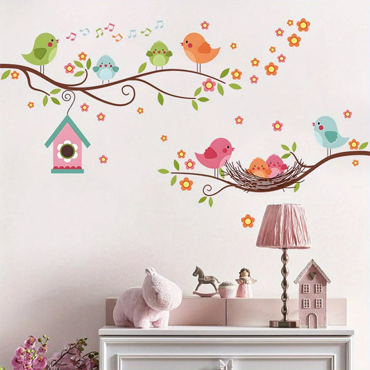 Cartoon Bird Family Wall Sticker for Kids Room Decor-HomeDecorDecals_com